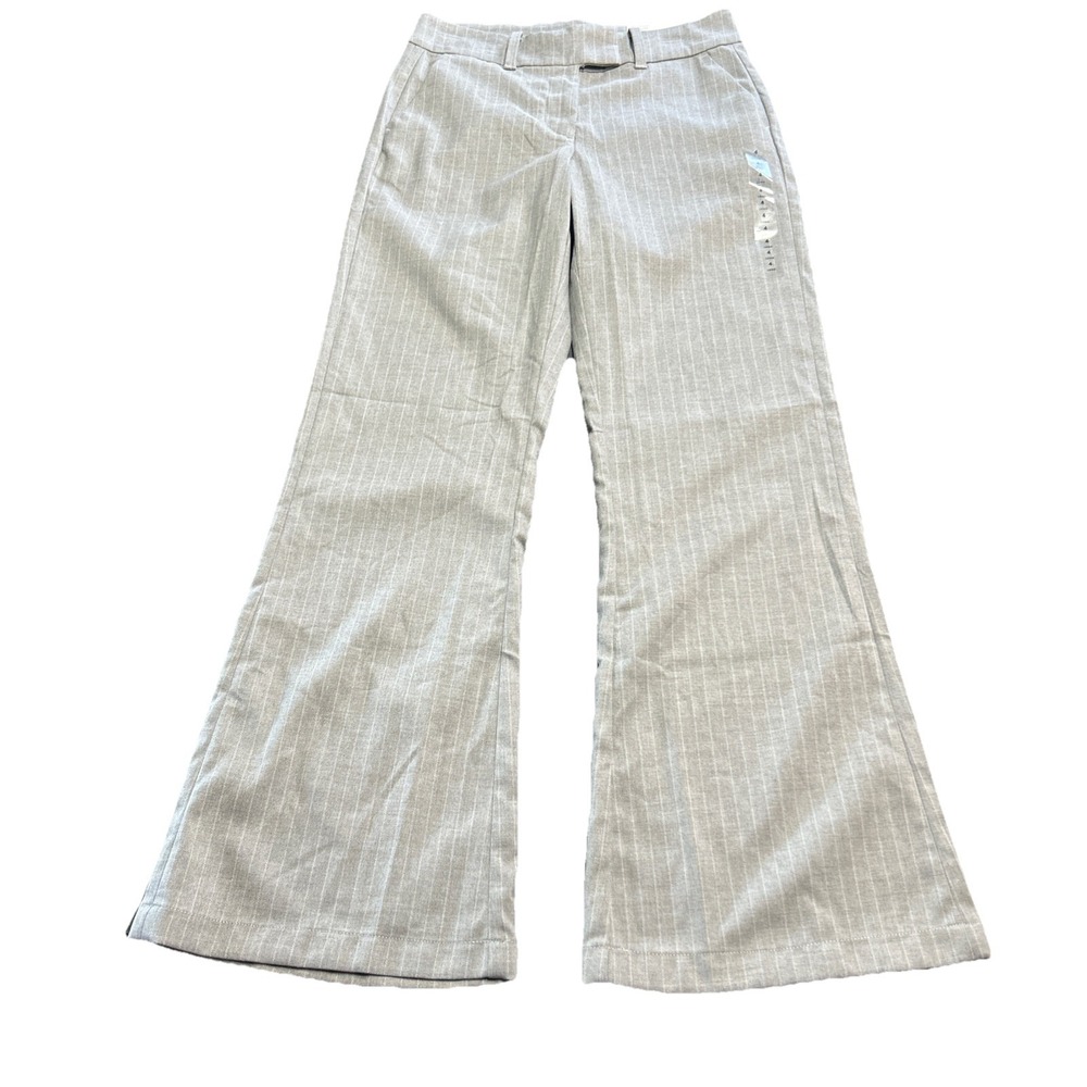 NWT American Eagle Baggy Flare Trouser Size 4 Long New Grey Pants Pinstripe